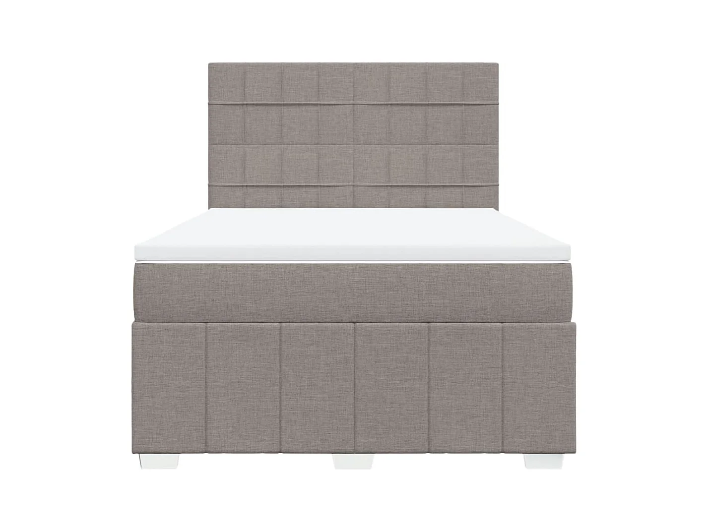 Cama box spring con colchón tela gris taupe 140x200 cm