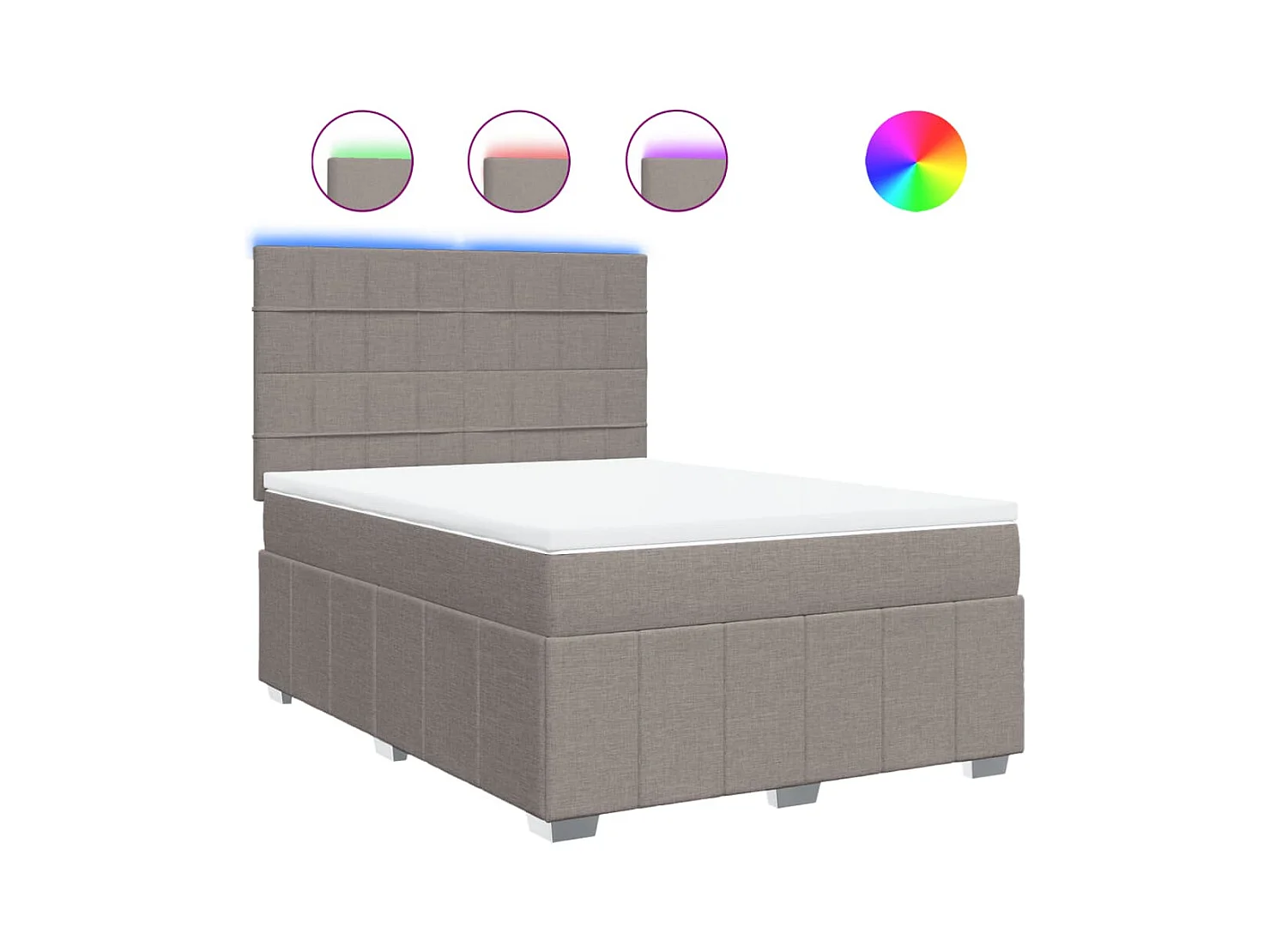 Cama box spring con colchón tela gris taupe 140x200 cm