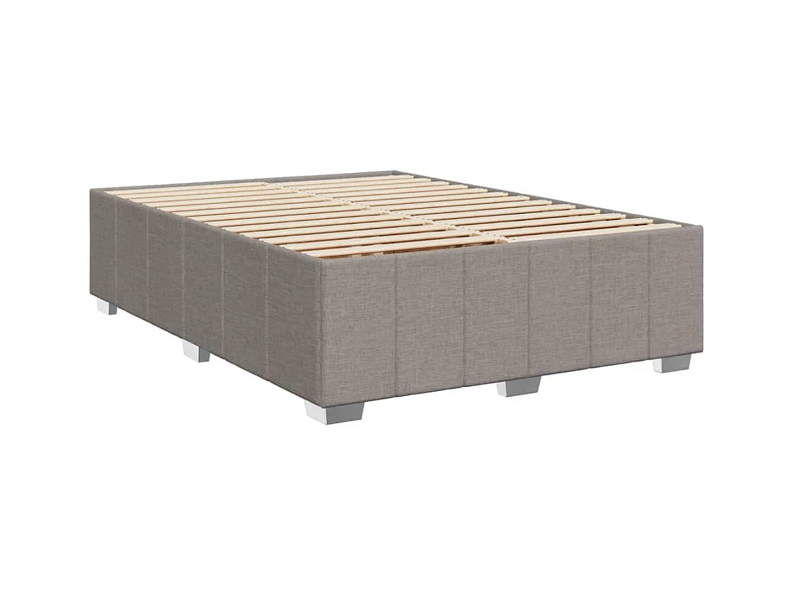 Cama box spring con colchón tela gris taupe 140x200 cm