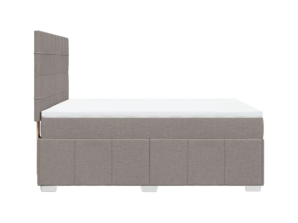 Cama box spring con colchón tela gris taupe 140x200 cm