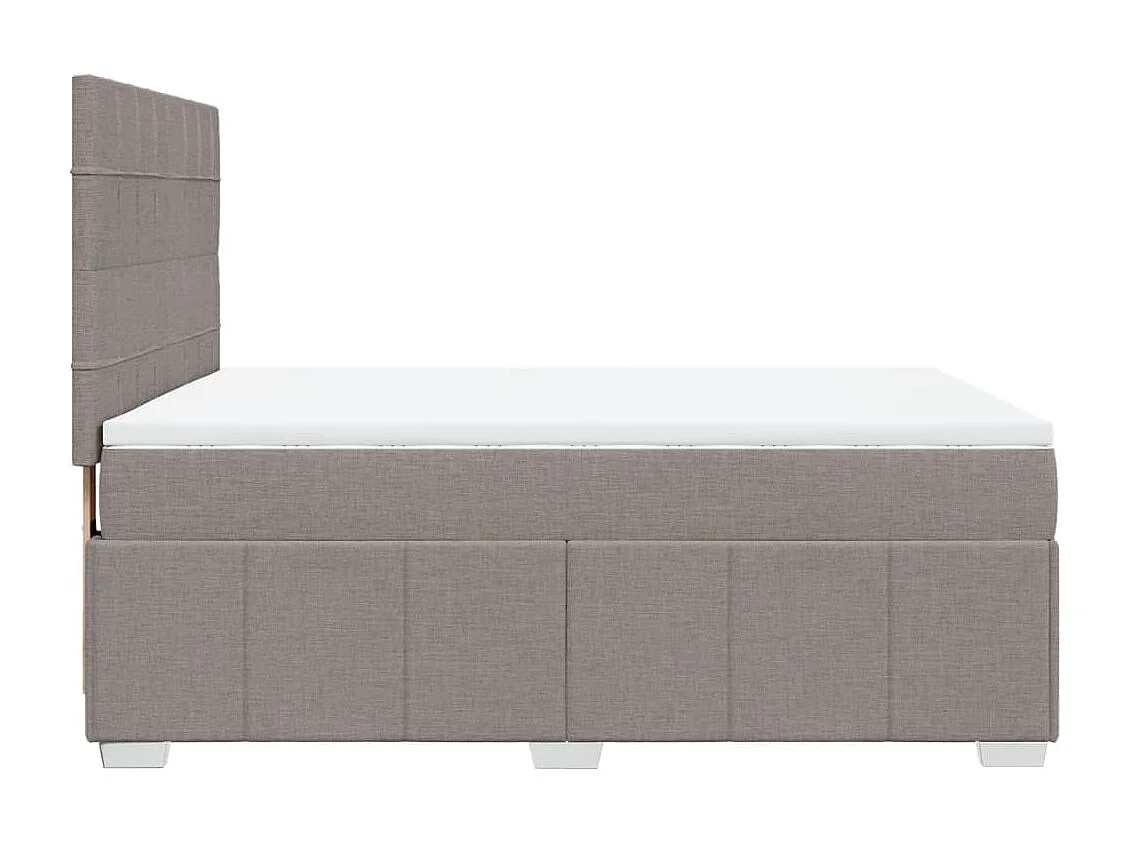 Cama box spring con colchón tela gris taupe 140x200 cm