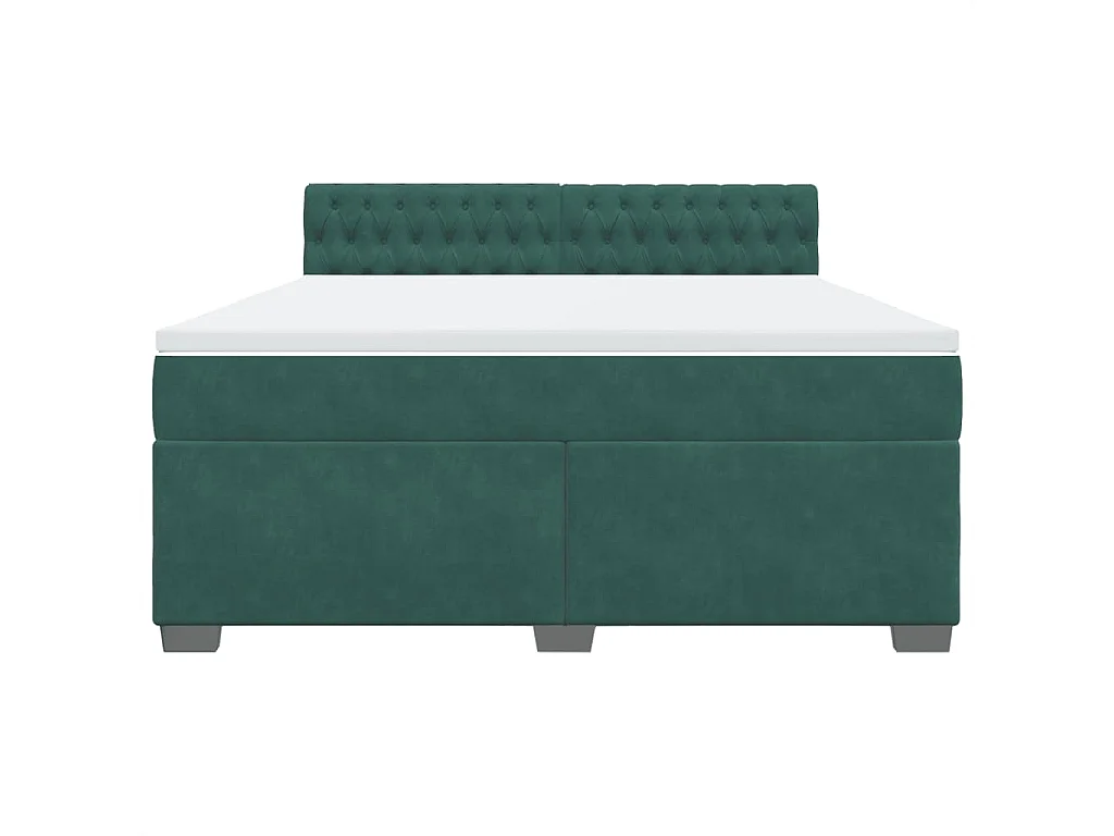 Cama com molas/colchão 180x200 cm veludo verde-escuro
