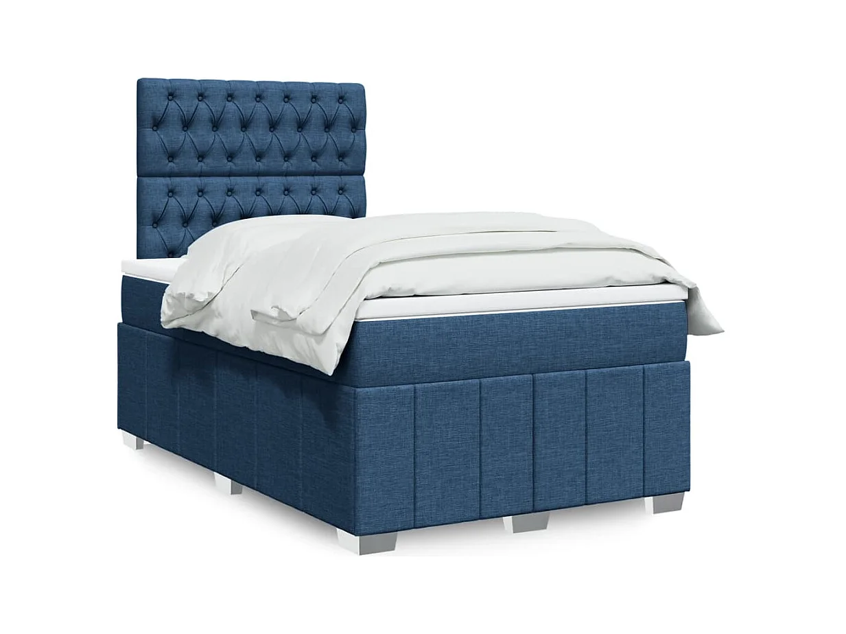 Cama com molas/colchão 120x200 cm tecido azul