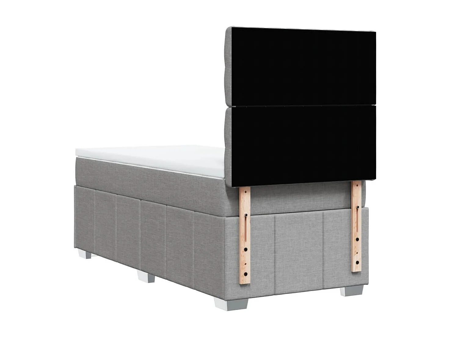 Cama box spring con colchón tela gris claro 80x200 cm