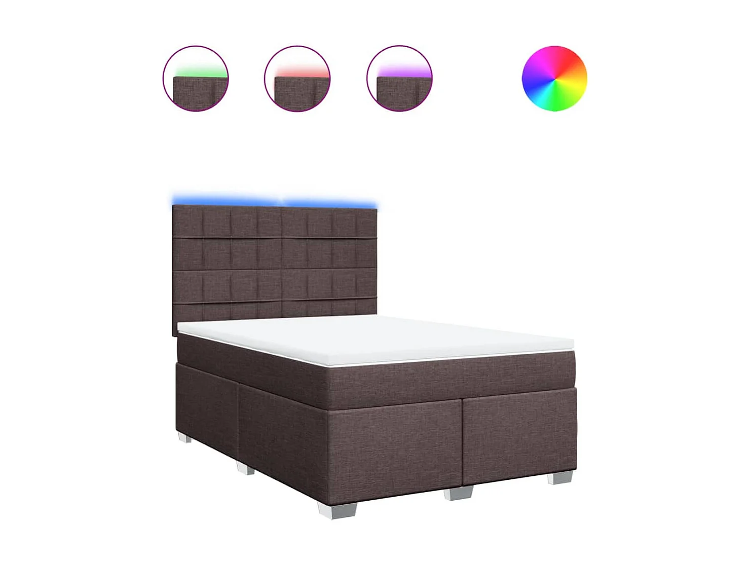 Cama box spring con colchón tela marrón oscuro 160x200 cm