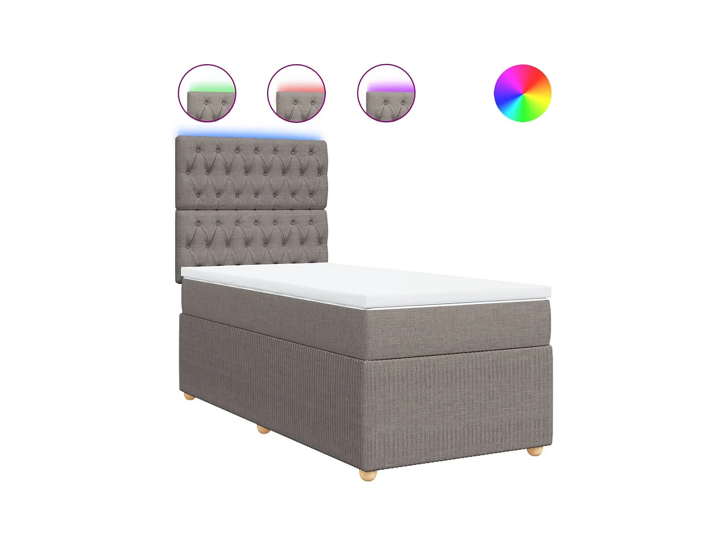 Sommier à lattes de lit avec matelas Taupe 90x190 cm Tissu
