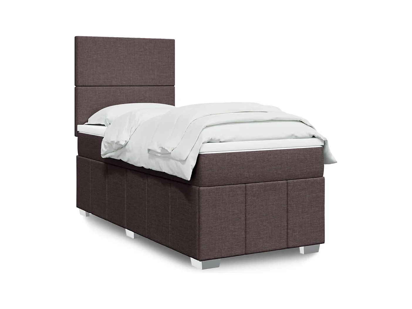 Cama box spring con colchón tela marrón oscuro 100x200 cm