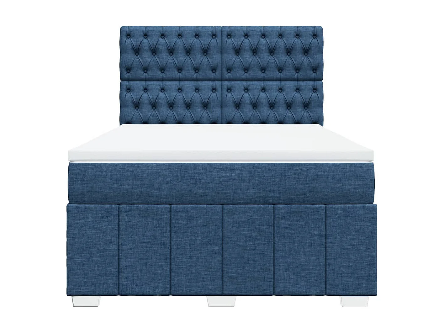 Cama box spring con colchón tela azul 160x200 cm