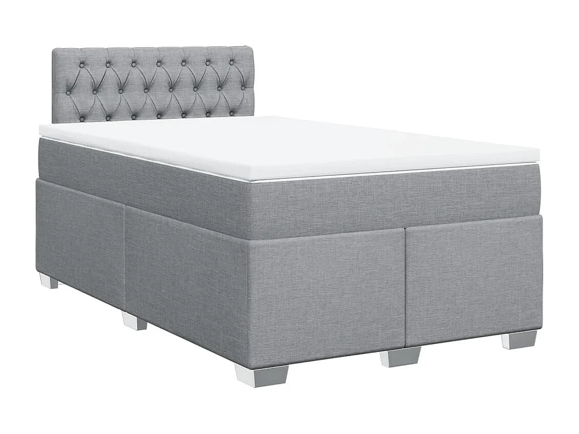 Cama boxspring com colchão 120x190 cm tecido cinzento-claro