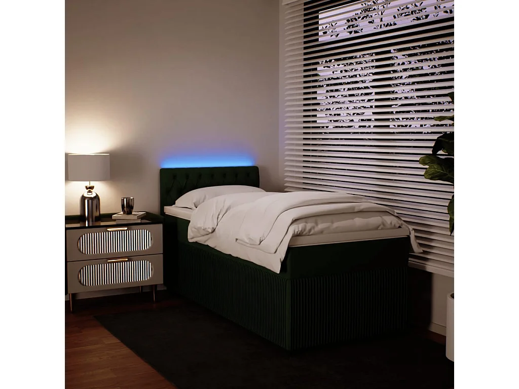 Sommier à lattes de lit avec matelas Vert foncé 90x190 cm