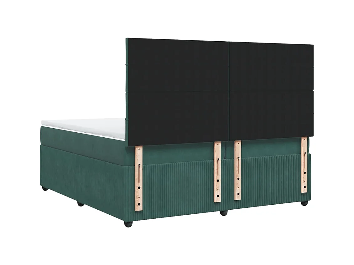 Cama com molas/colchão 200x200 cm veludo verde-escuro