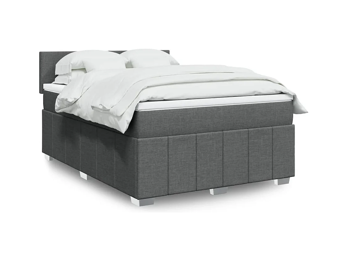 Sommier à lattes de lit avec matelas Gris foncé 160x200cm Tissu