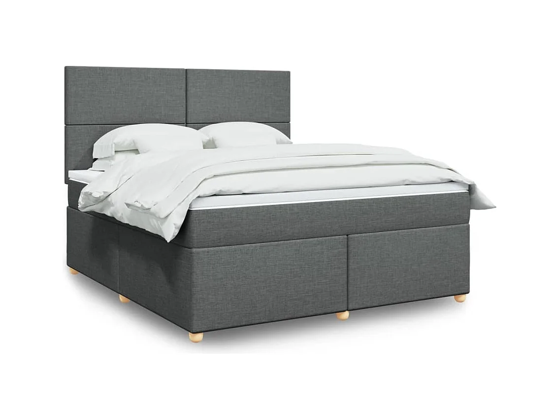 Sommier à lattes de lit avec matelas Gris foncé 180x200cm Tissu