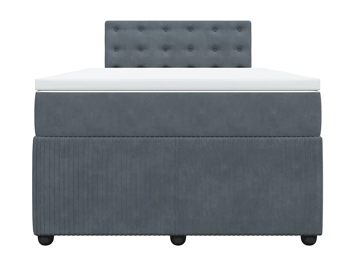 Cama box spring con colchón terciopelo gris oscuro 120x190 cm