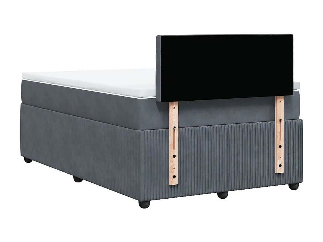 Cama boxspring com colchão 120x190 cm veludo cinzento-escuro