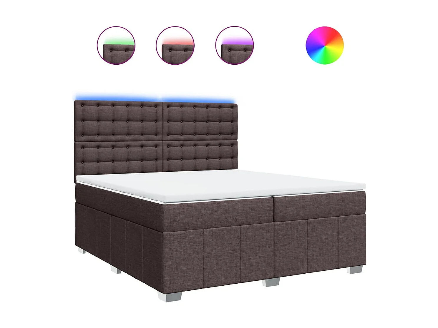 Cama box spring con colchón tela marrón oscuro 200x200 cm