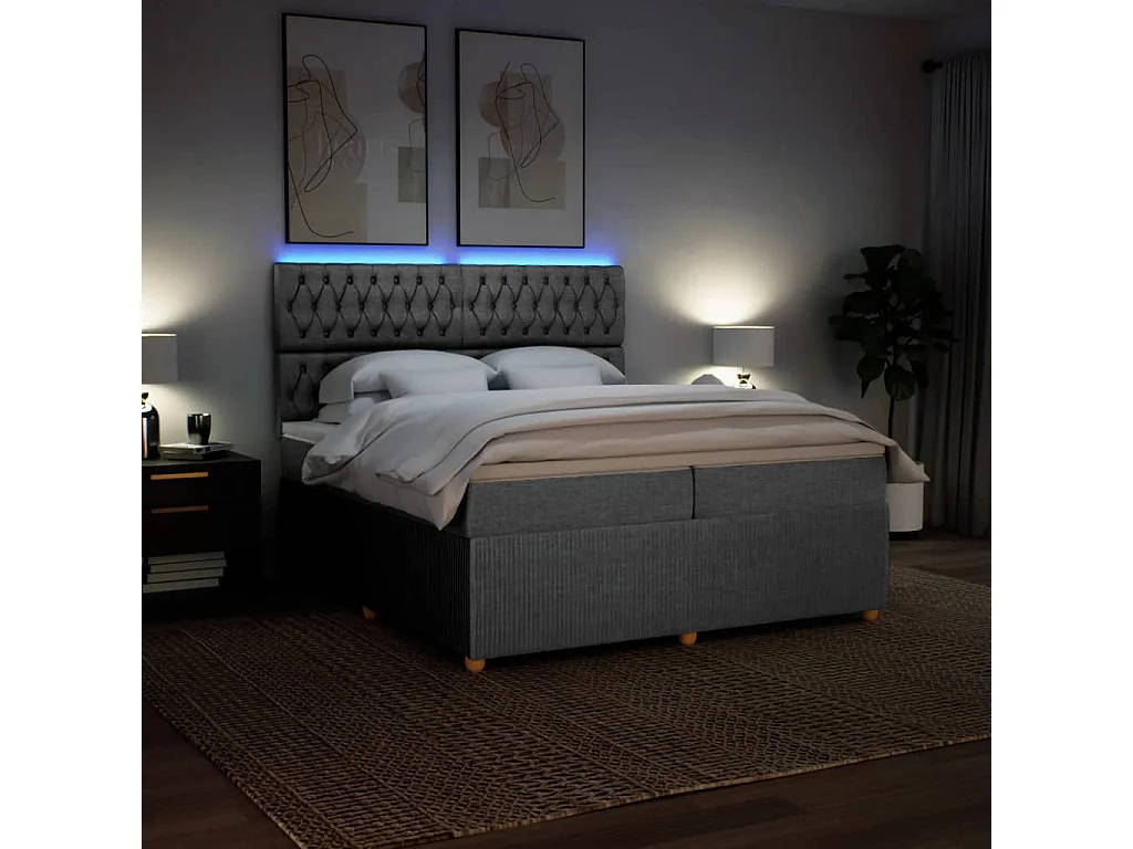 Boxspring met matras stof lichtgrijs 200x200 cm