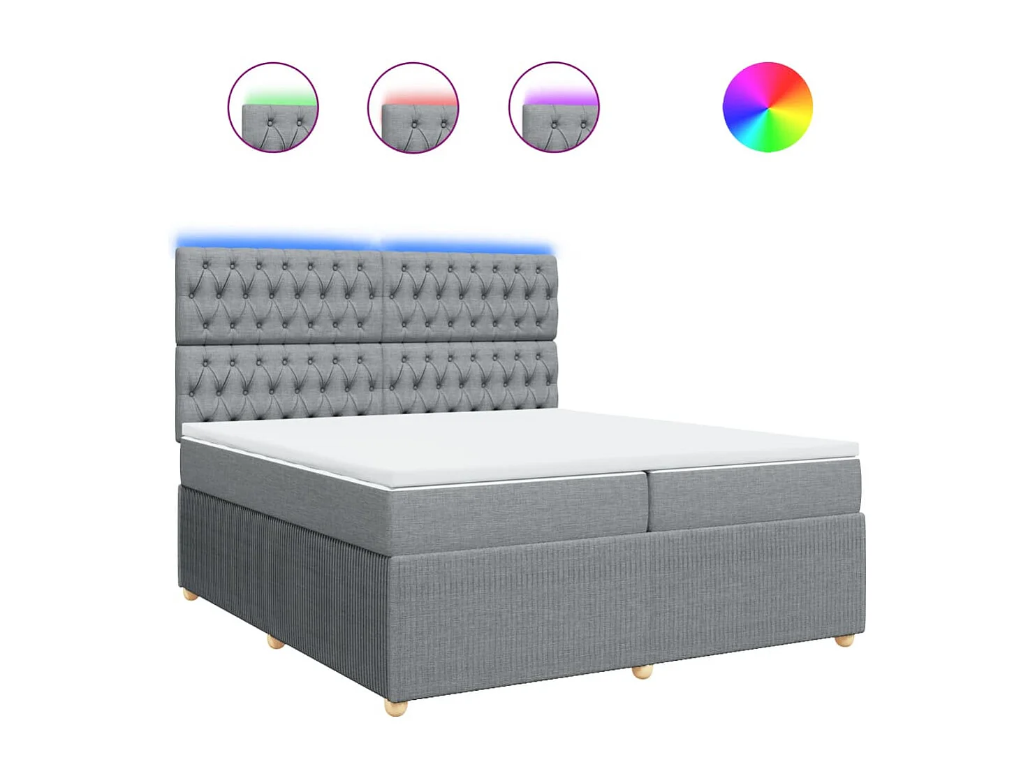 Cama box spring con colchón tela gris claro 200x200 cm