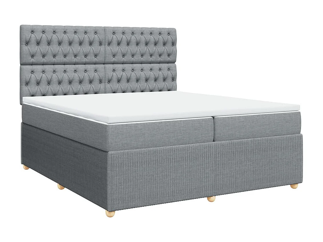 Cama box spring con colchón tela gris claro 200x200 cm