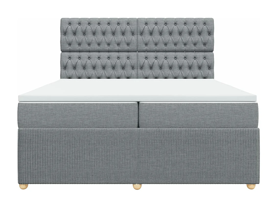 Cama box spring con colchón tela gris claro 200x200 cm