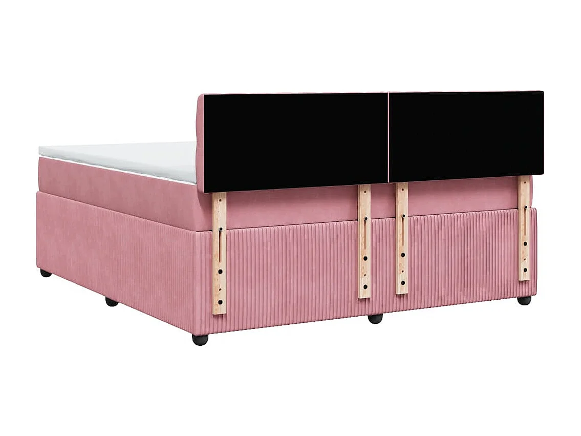 Boxspring met matras fluweel roze 180x200 cm