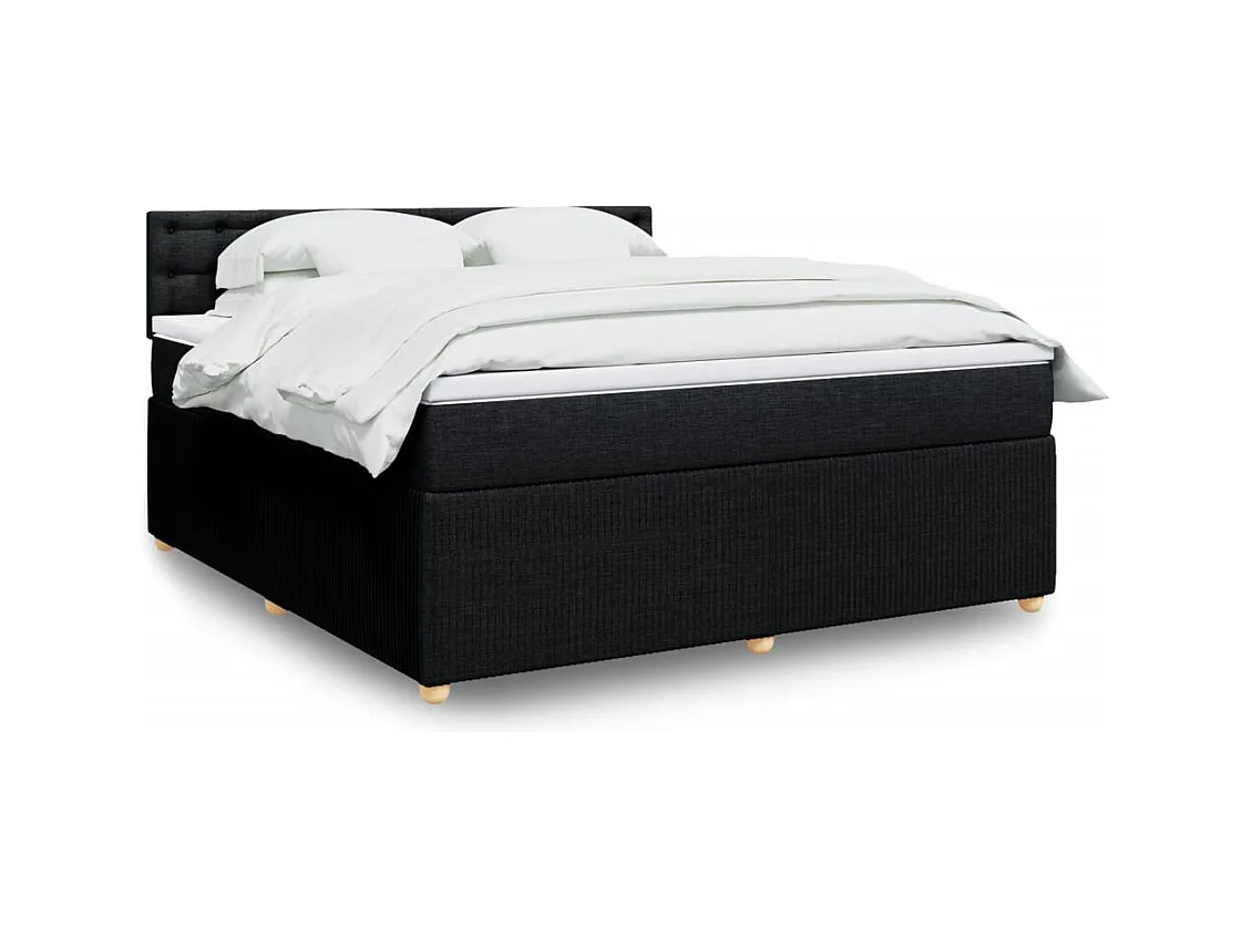 Sommier à lattes de lit avec matelas Noir 180x200 cm Tissu