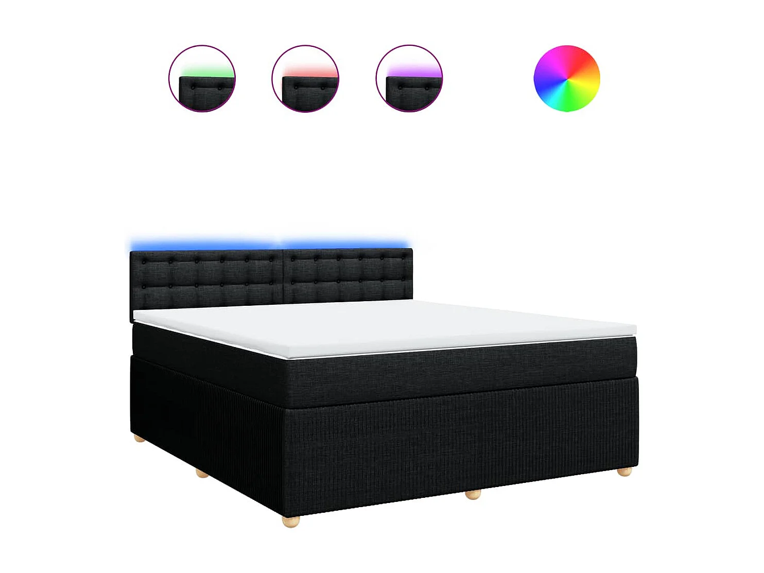 Sommier à lattes de lit avec matelas Noir 180x200 cm Tissu