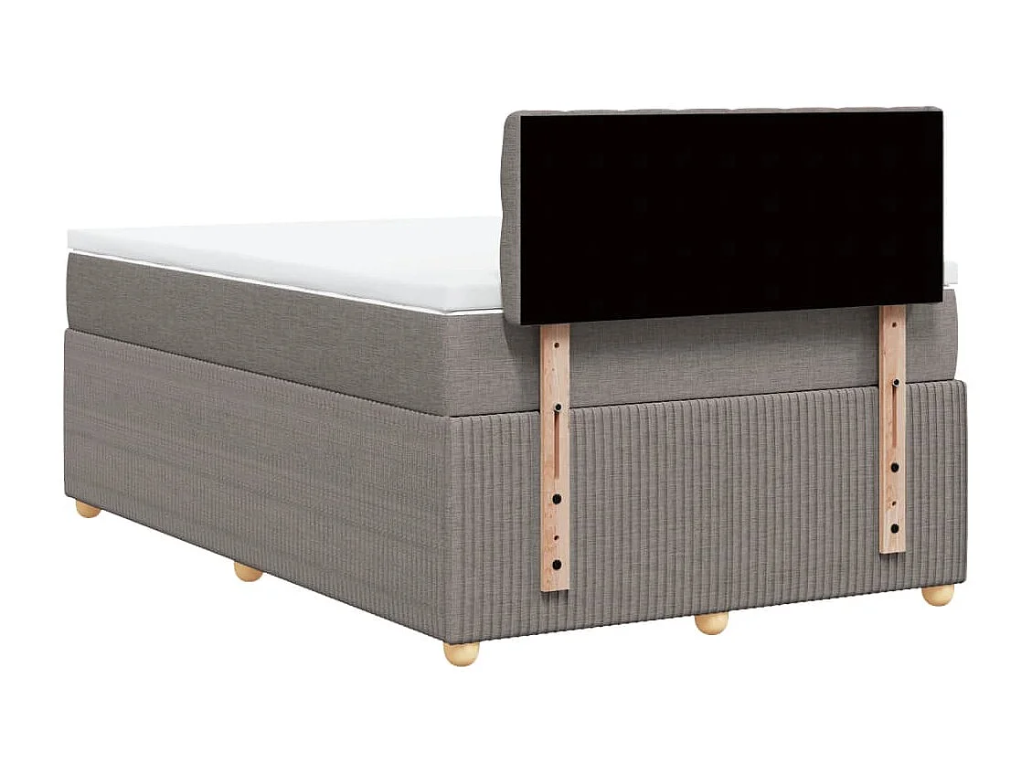 Cama box spring con colchón tela gris taupe 120x190 cm