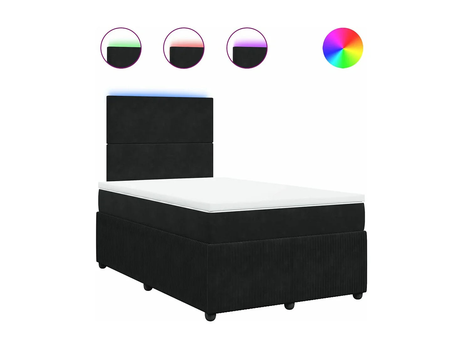 Cama box spring con colchón terciopelo negro 120x200 cm