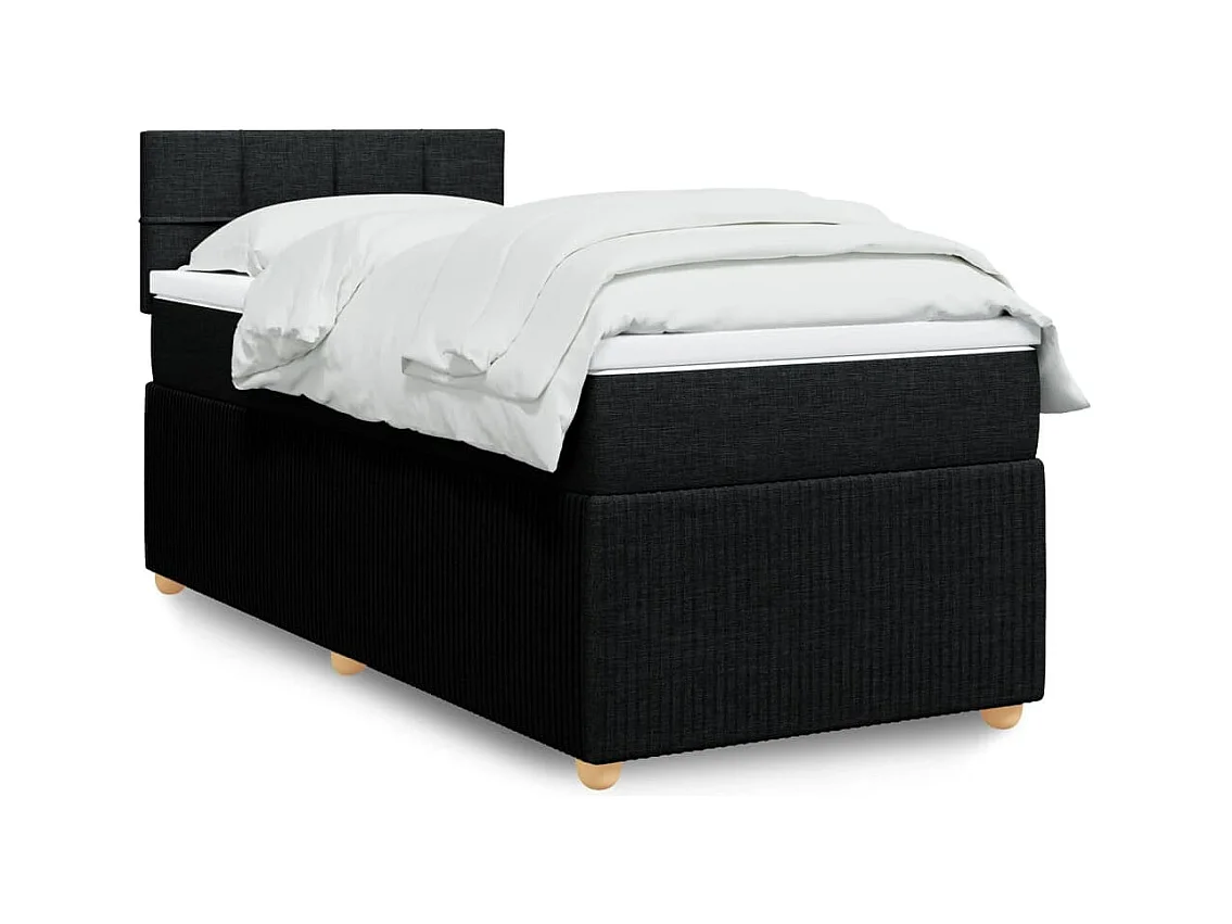 Sommier à lattes de lit avec matelas Noir 90x200 cm Tissu