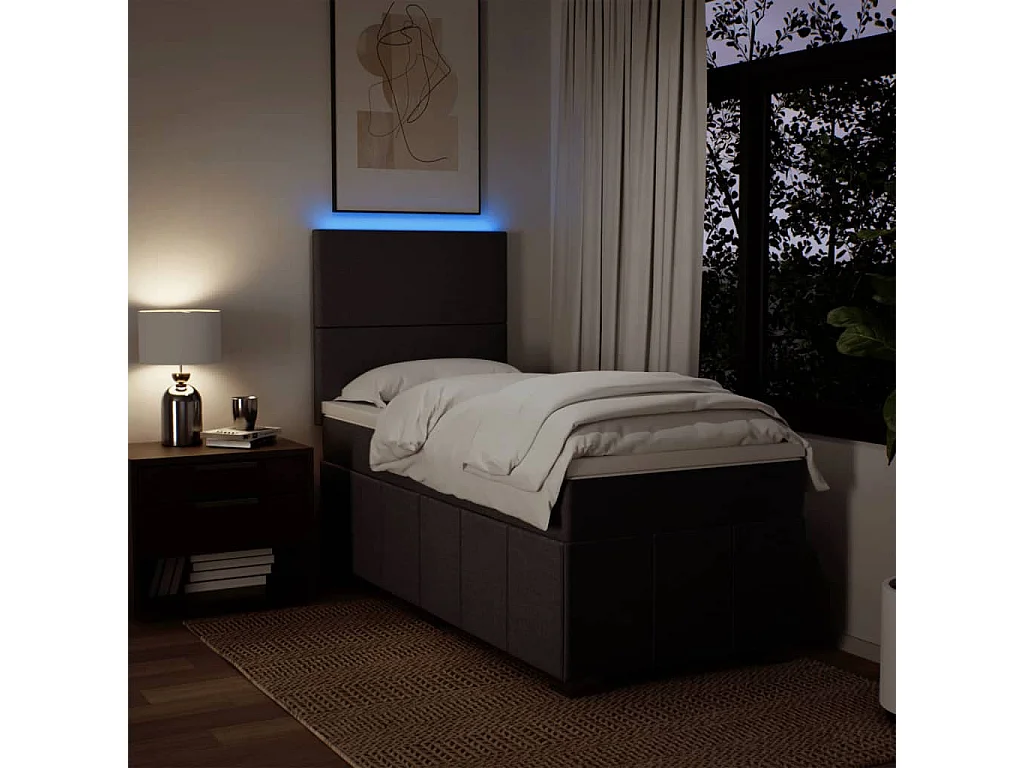 Boxspring met matras stof donkerbruin 90x190 cm