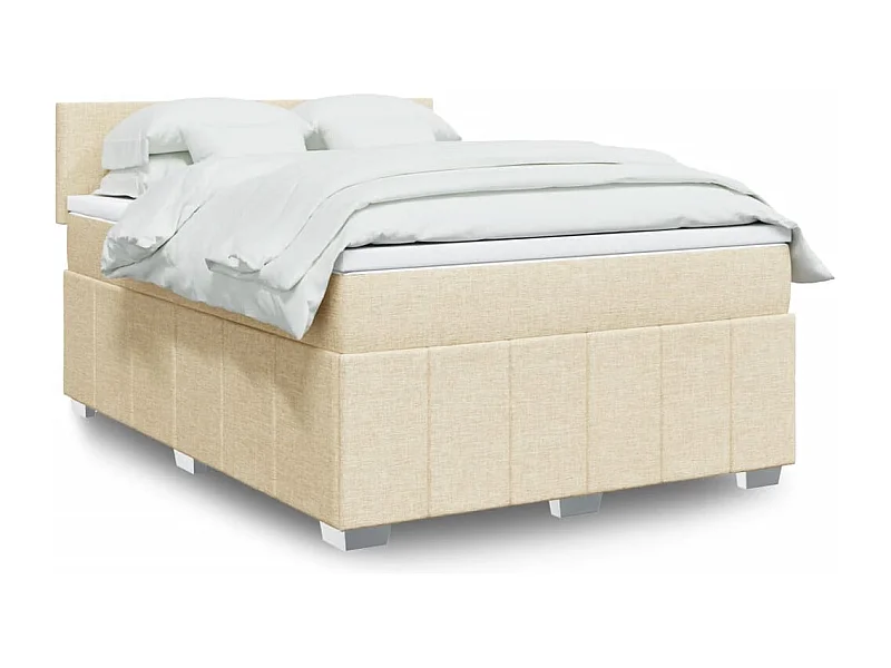 Sommier à lattes de lit avec matelas Crème 140x200 cm Tissu