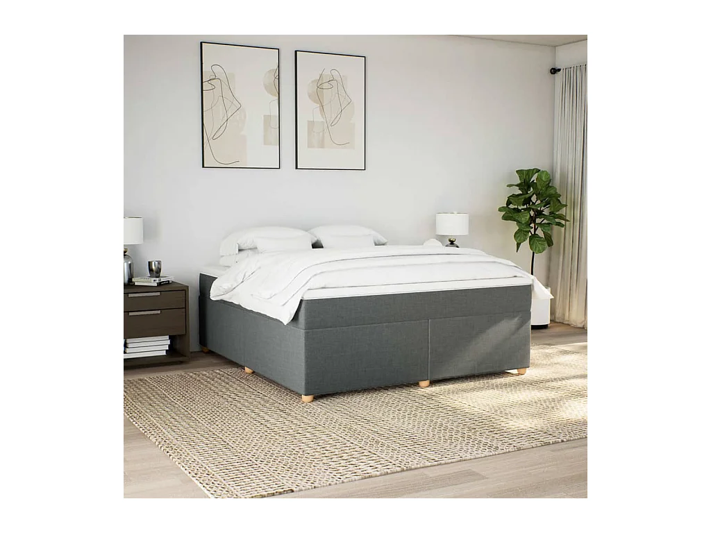 Sommier à lattes de lit avec matelas Gris foncé 180x200cm Tissu