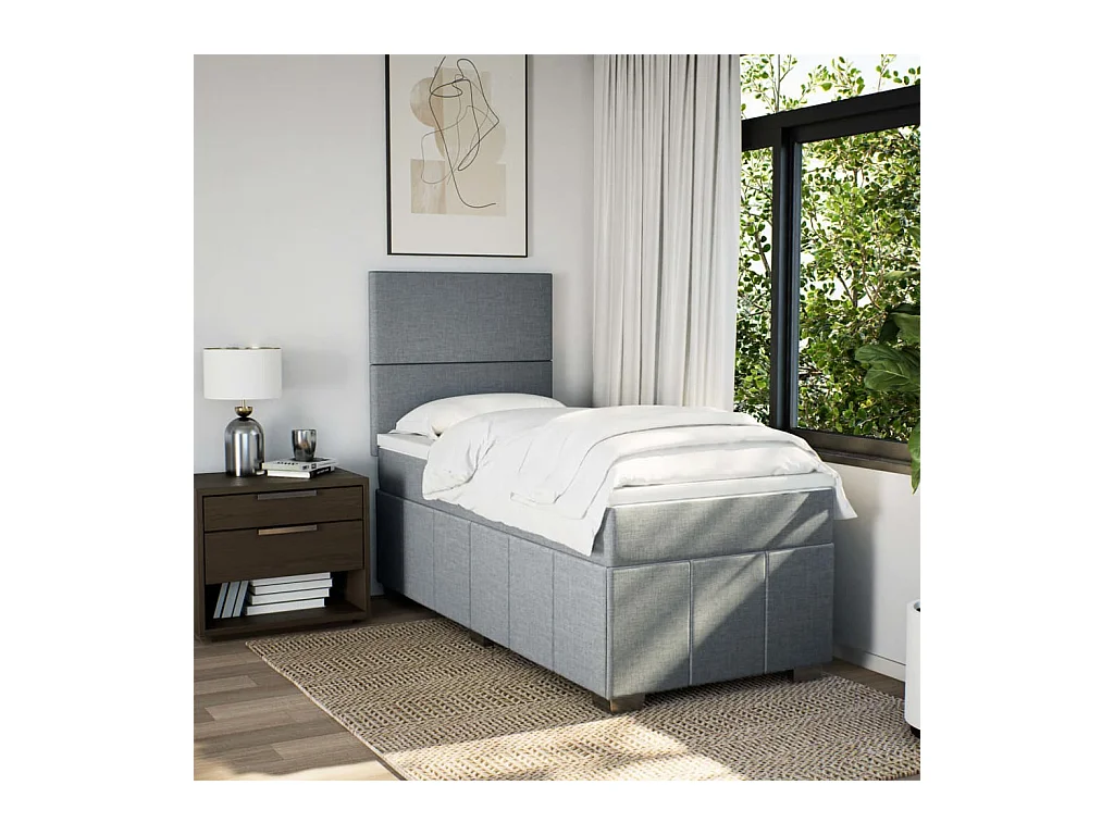 Cama com molas/colchão 90x190 cm tecido cinzento-claro