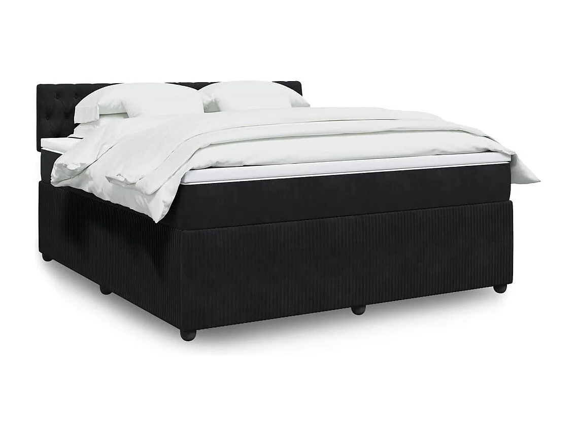 Cama box spring con colchón terciopelo negro 180x200 cm