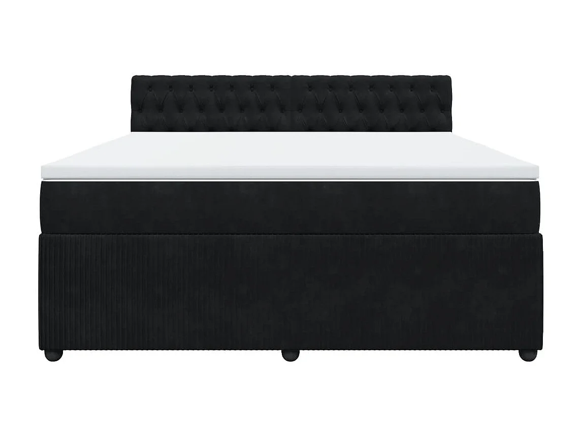 Cama box spring con colchón terciopelo negro 180x200 cm