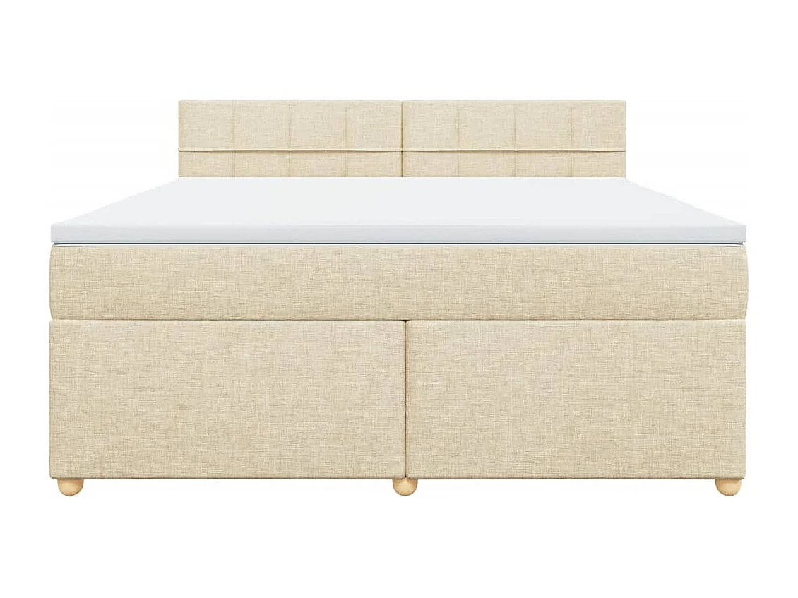 Cama box spring con colchón tela color crema 180x200 cm