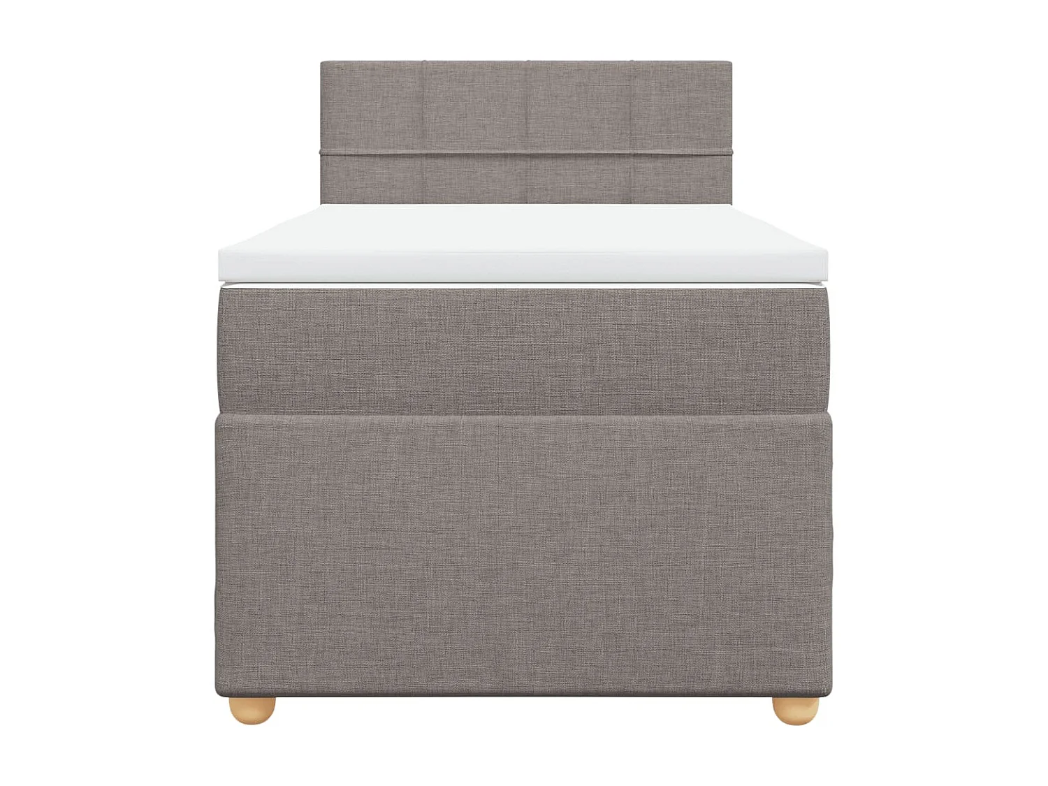 Cama box spring con colchón tela gris taupe 80x200 cm