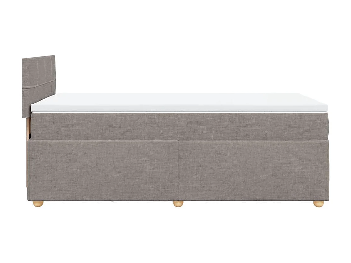 Cama box spring con colchón tela gris taupe 80x200 cm