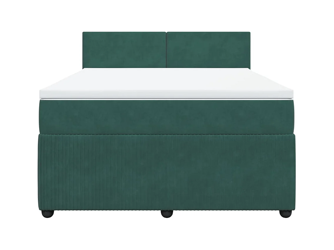 Sommier à lattes de lit et matelas Vert foncé 140x190cm Velours