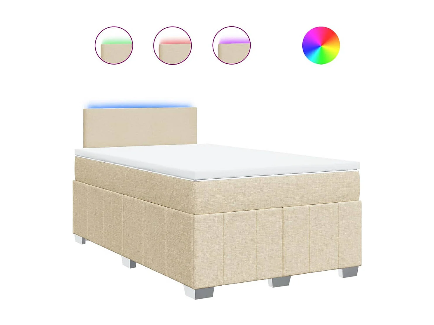 Sommier à lattes de lit avec matelas crème 120x190 cm tissu