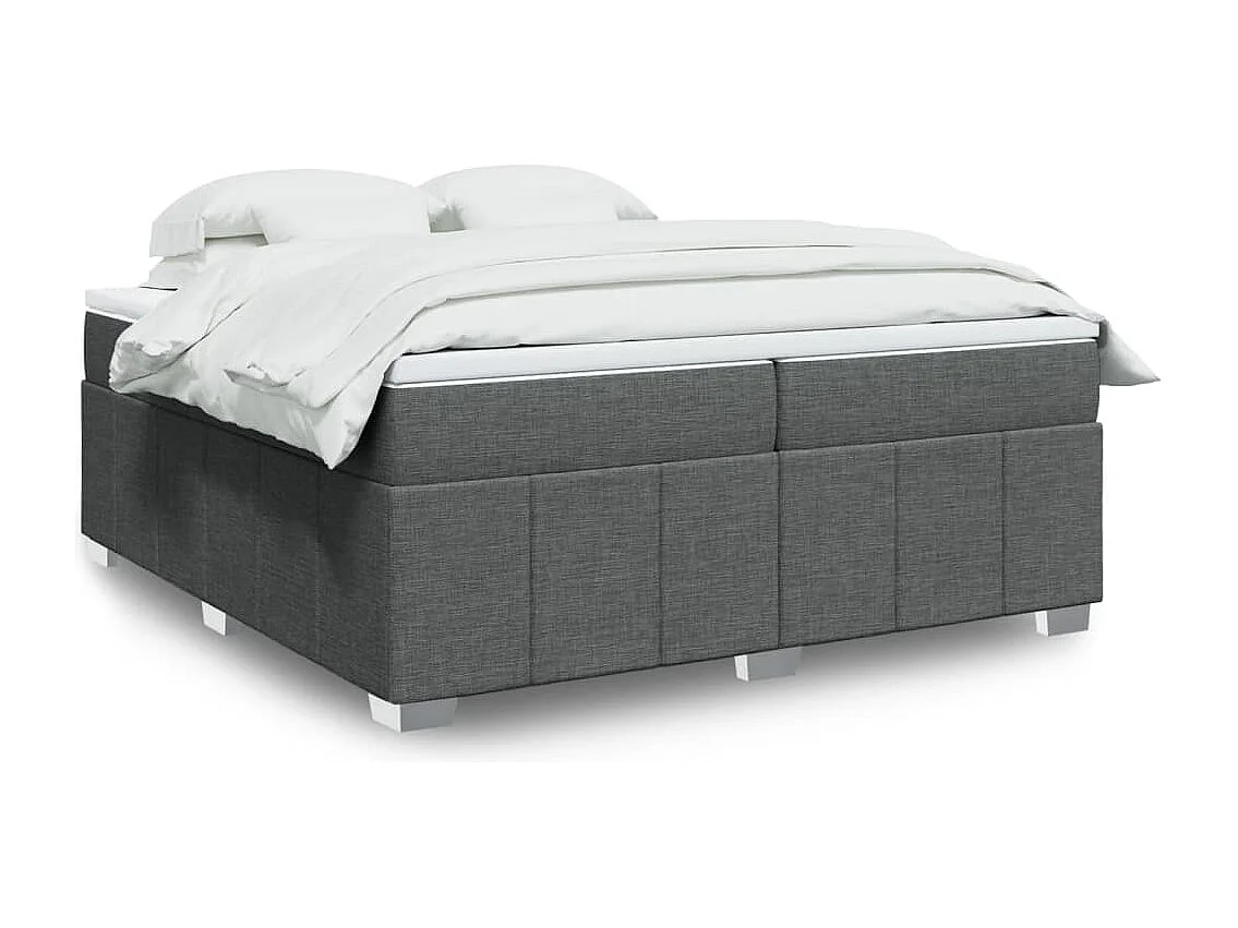 Sommier à lattes de lit avec matelas Gris foncé 200x200cm Tissu