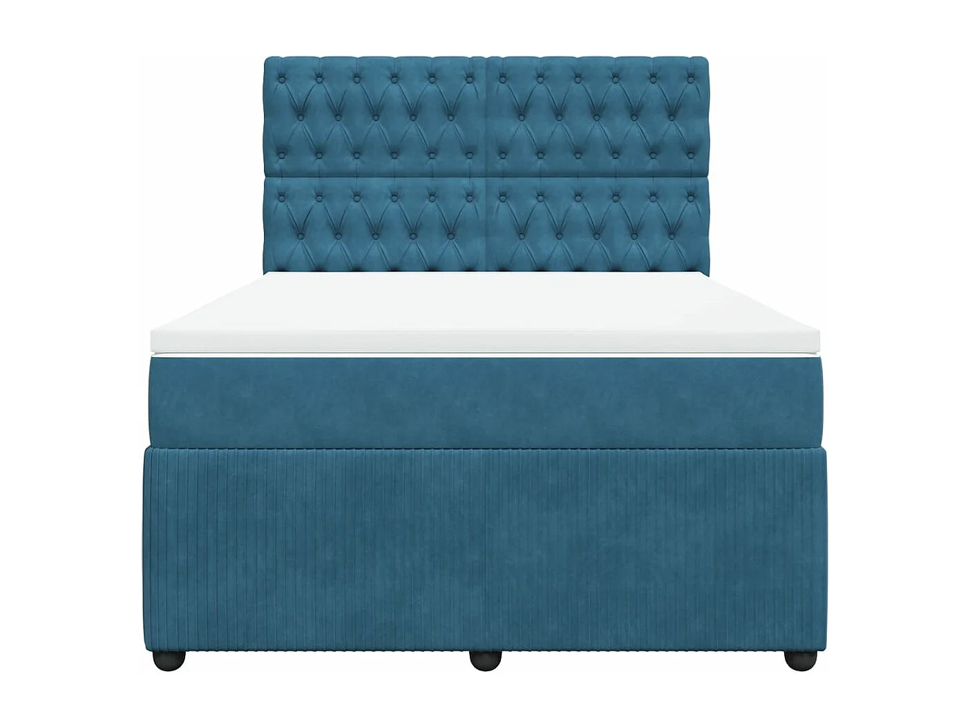 Cama box spring con colchón terciopelo azul 160x200 cm