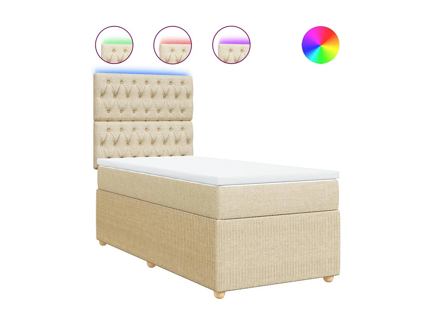 Sommier à lattes de lit avec matelas Crème 90x200 cm Tissu