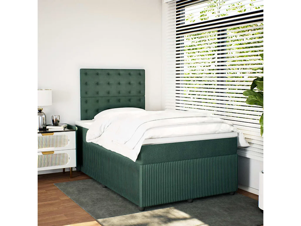 Sommier à lattes de lit et matelas Vert foncé 120x200cm Velours
