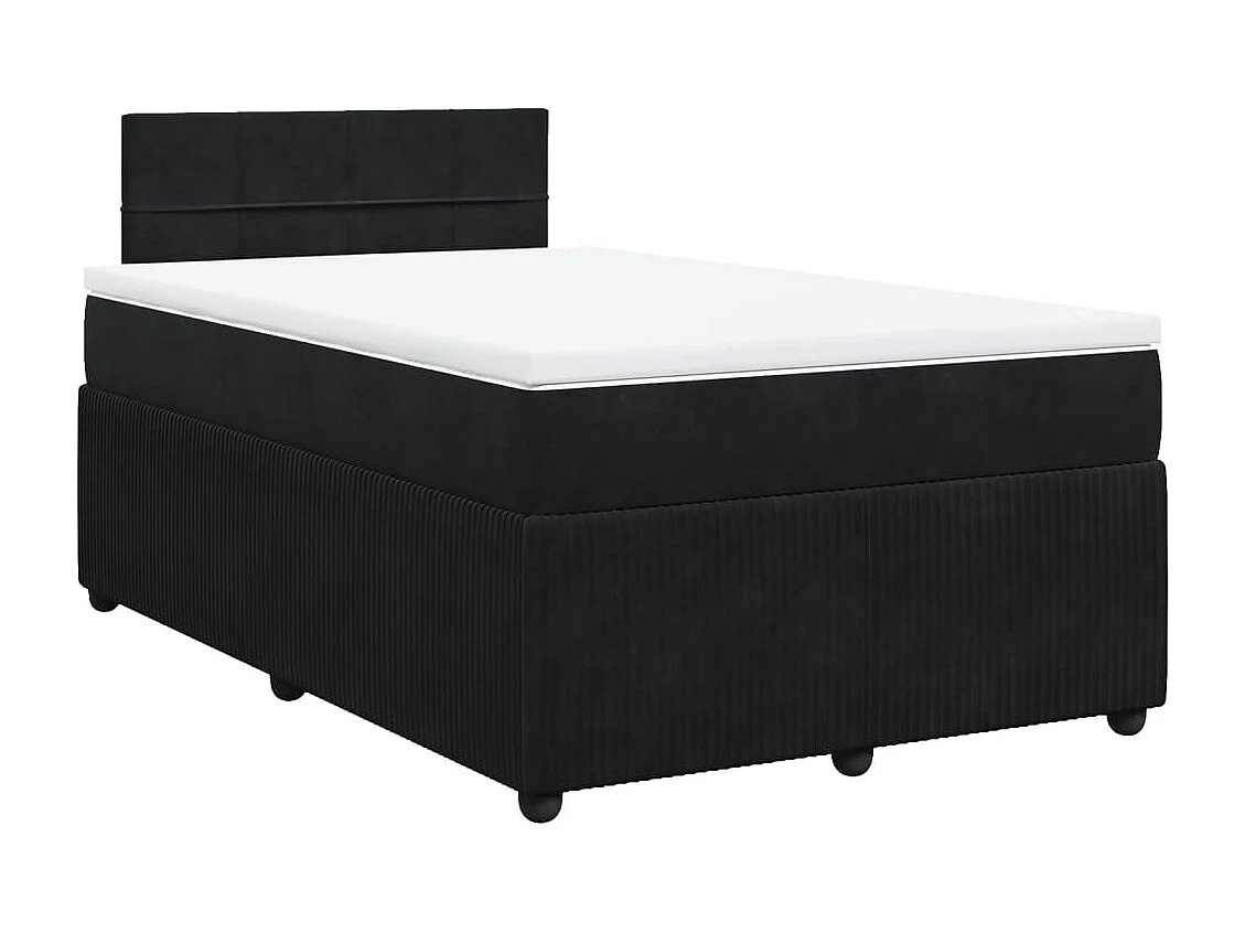 Cama box spring con colchón terciopelo negro 120x190 cm