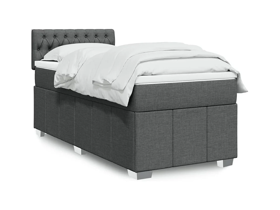 Sommier à lattes de lit et matelas Gris foncé 90x190 cm Tissu
