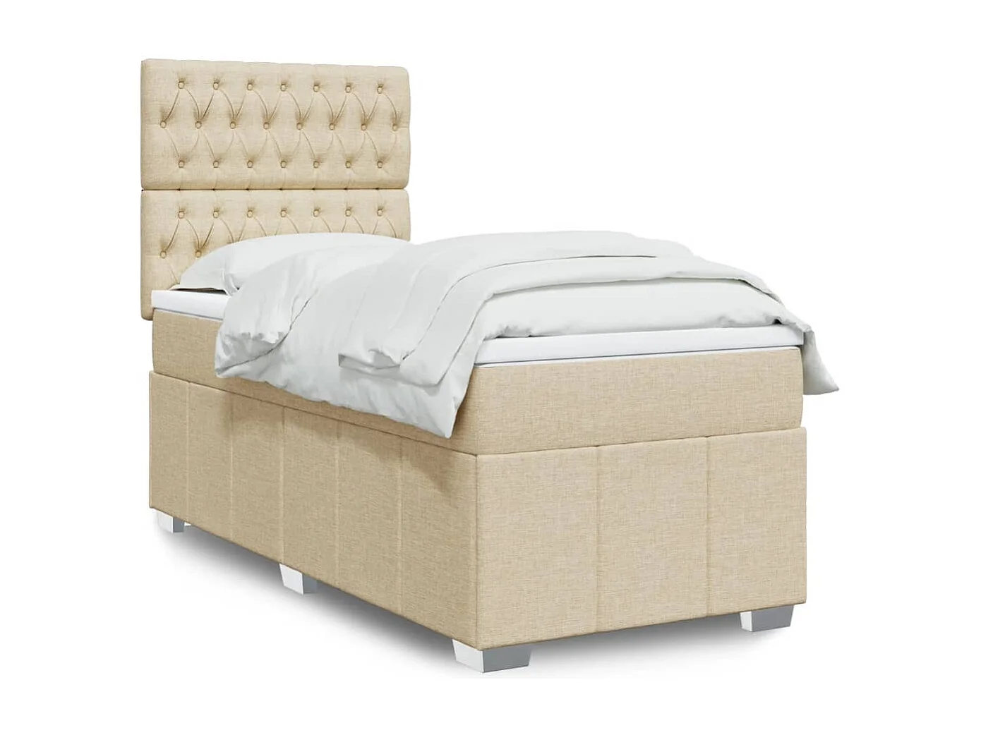 Boxspring met matras stof crèmekleurig 100x200 cm