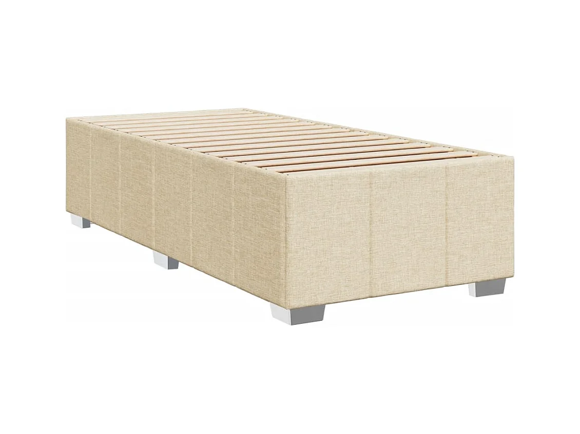 Cama box spring con colchón tela color crema 100x200 cm