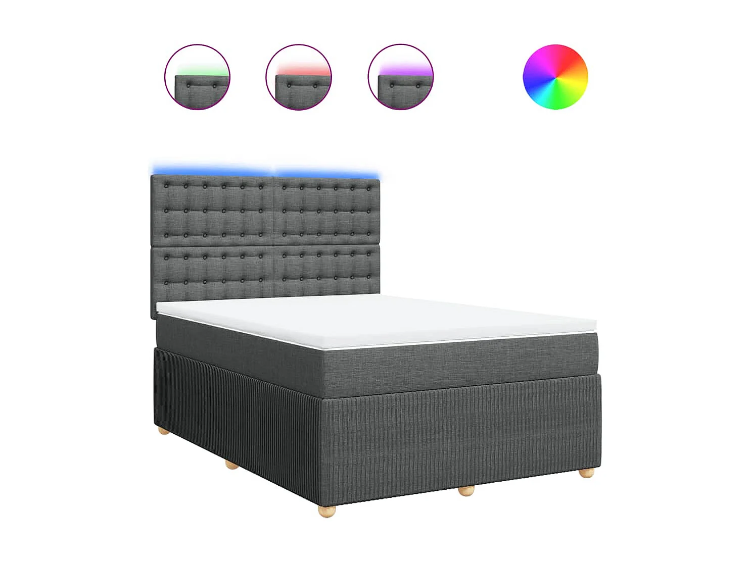 Cama com molas/colchão 160x200 cm tecido cinzento-escuro